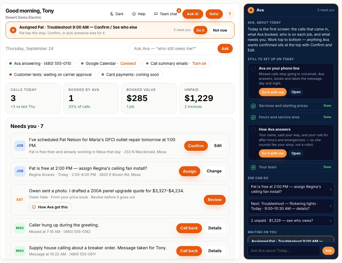 The demo shop’s Today page
